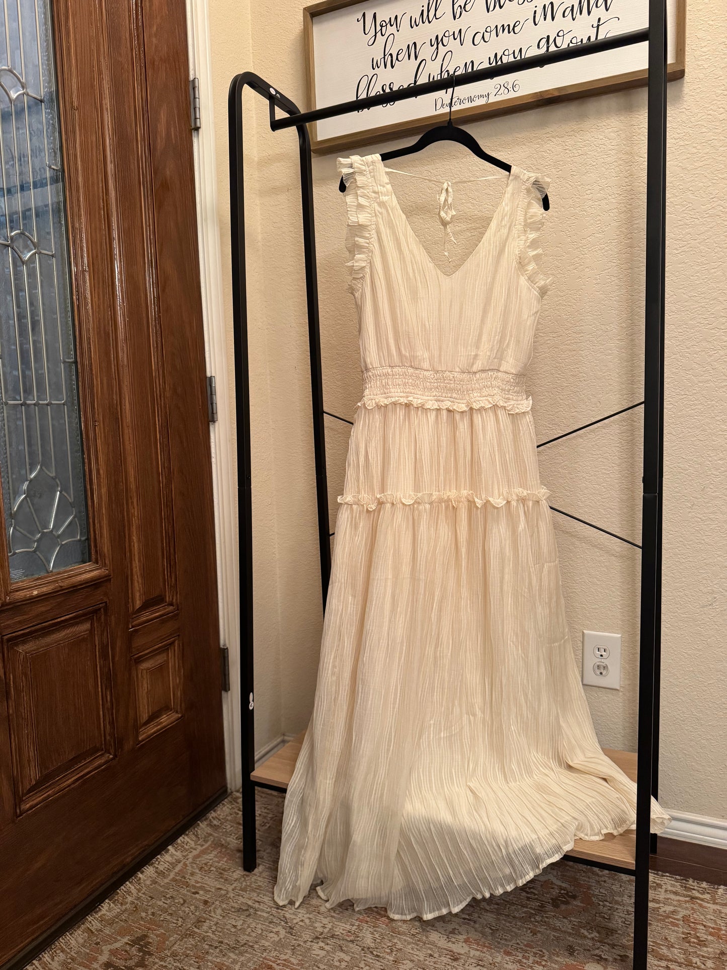 Cream Ruffle Maxi Dress image 0