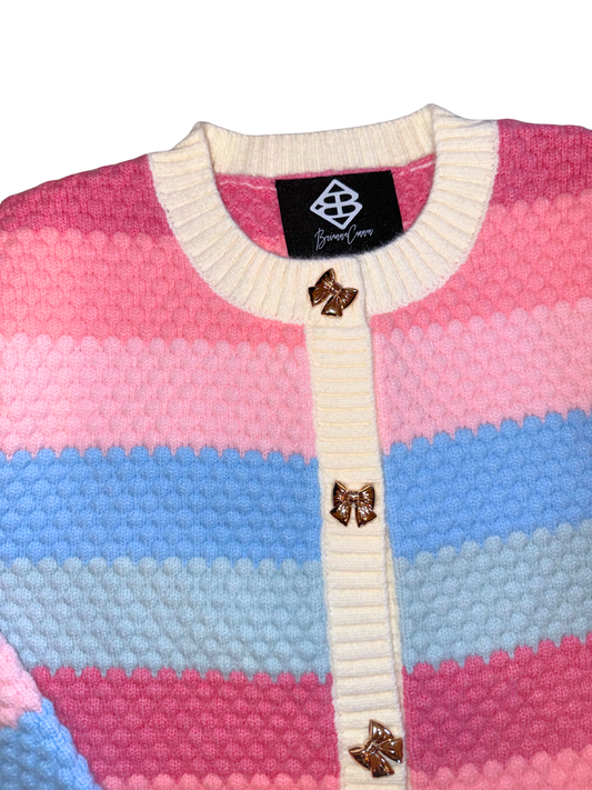 Knit Cardigan | Sweet Stripes & Bows