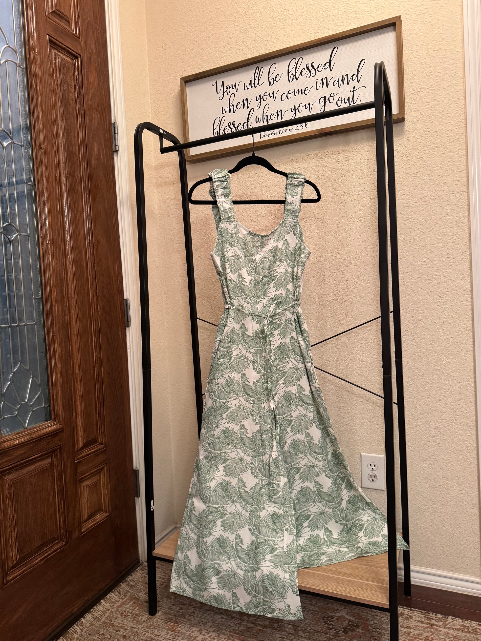 Green Leaf Print Jumpsuit image 0