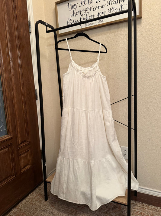 White Cotton Tiered Maxi Dress image 0