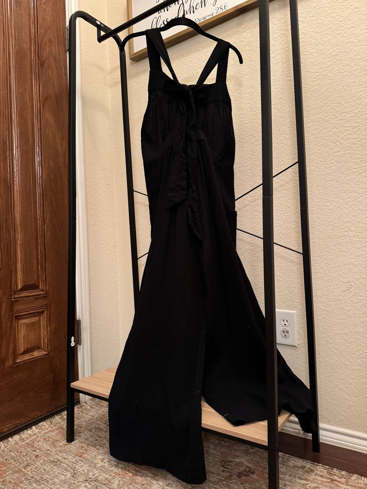 Black Wide Leg Overalls image 1