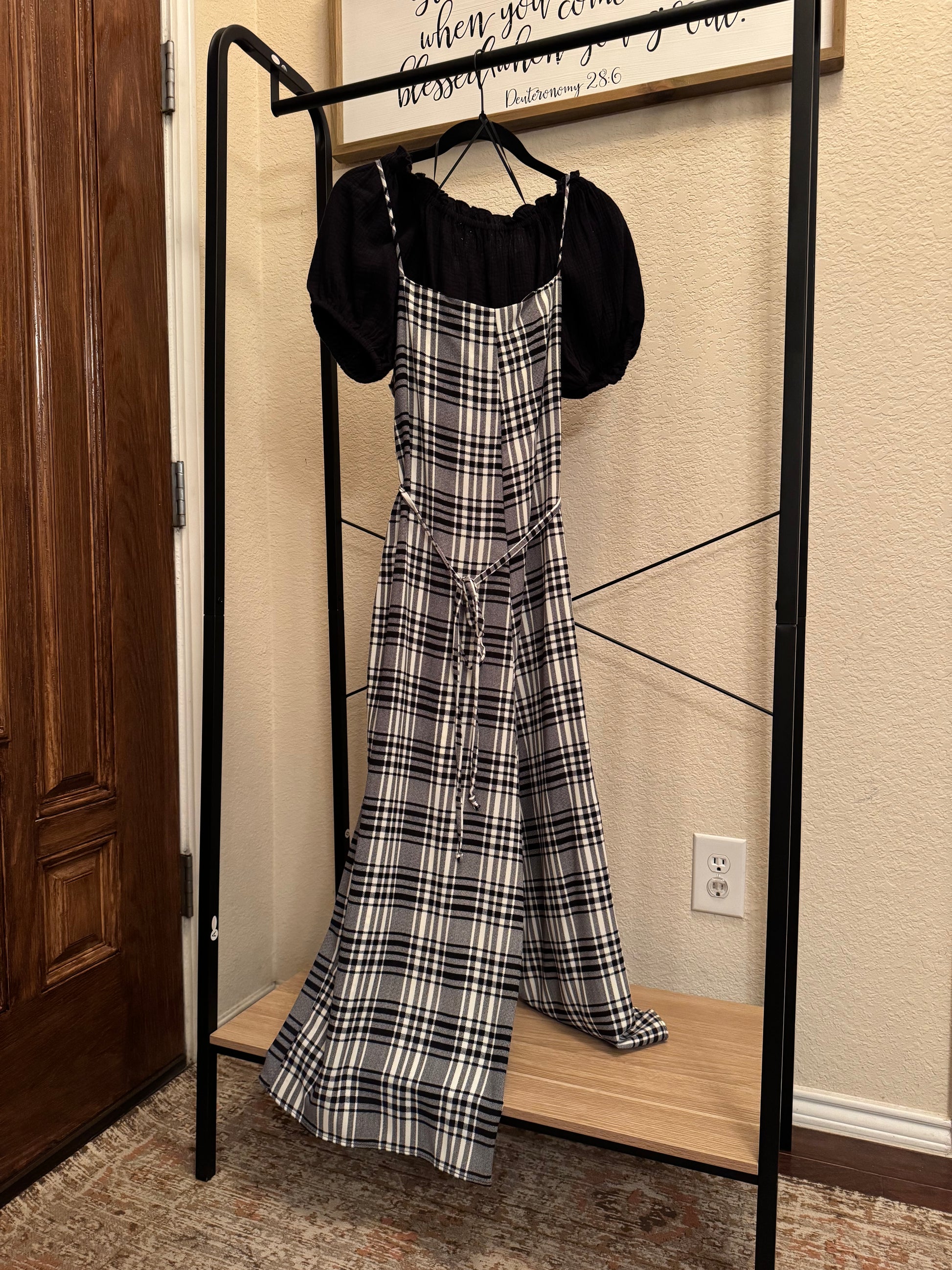 Plaid Wide Leg Jumpsuit with Shirt image 1