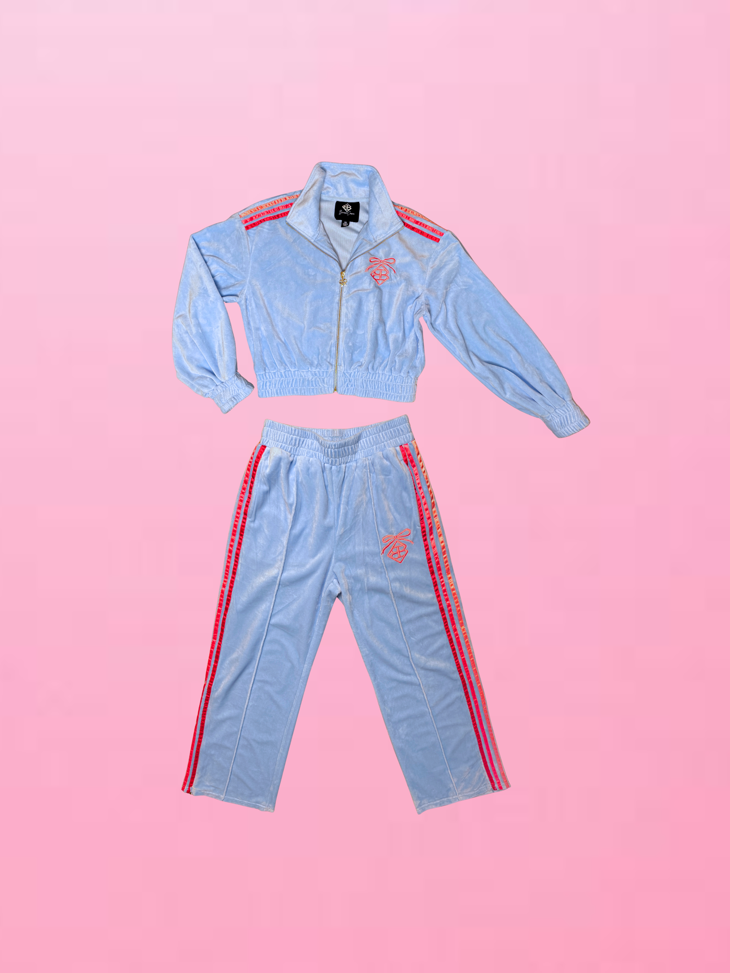 Ice Blue Velour Tracksuit Set