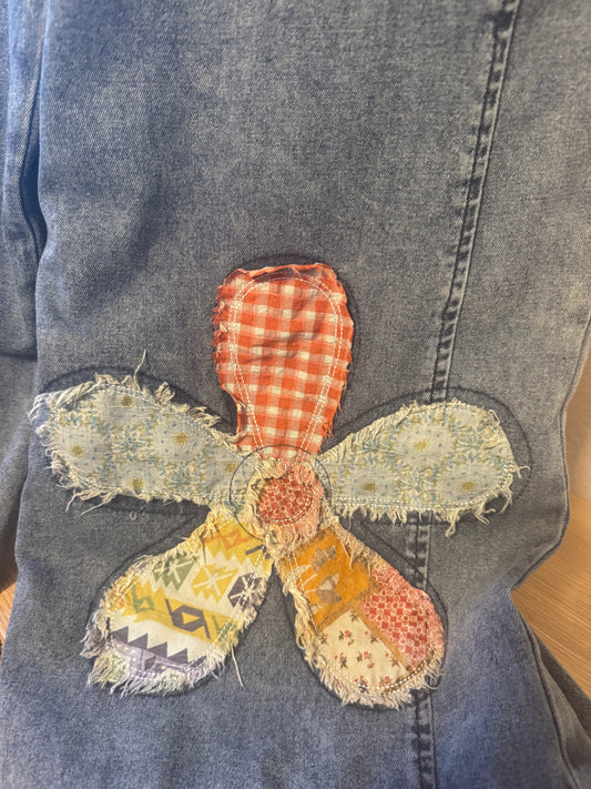 Flower Patch Oversized Overalls - Blue