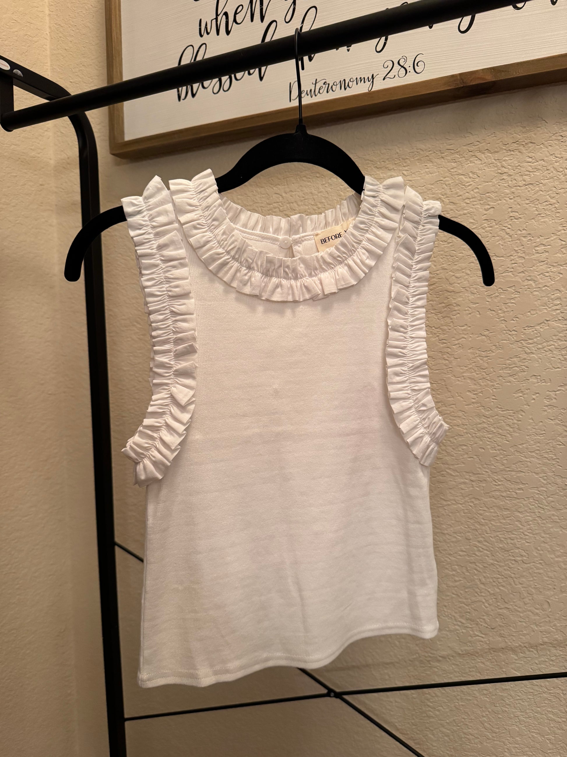 White Ruffle Tank Top image 0