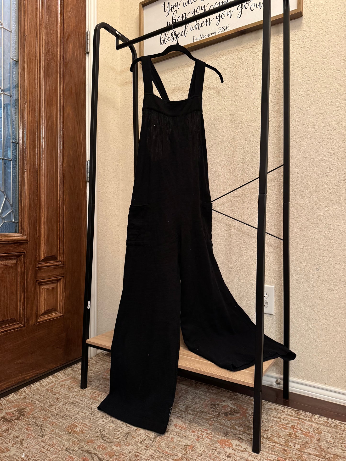 Black Wide Leg Overalls image 0