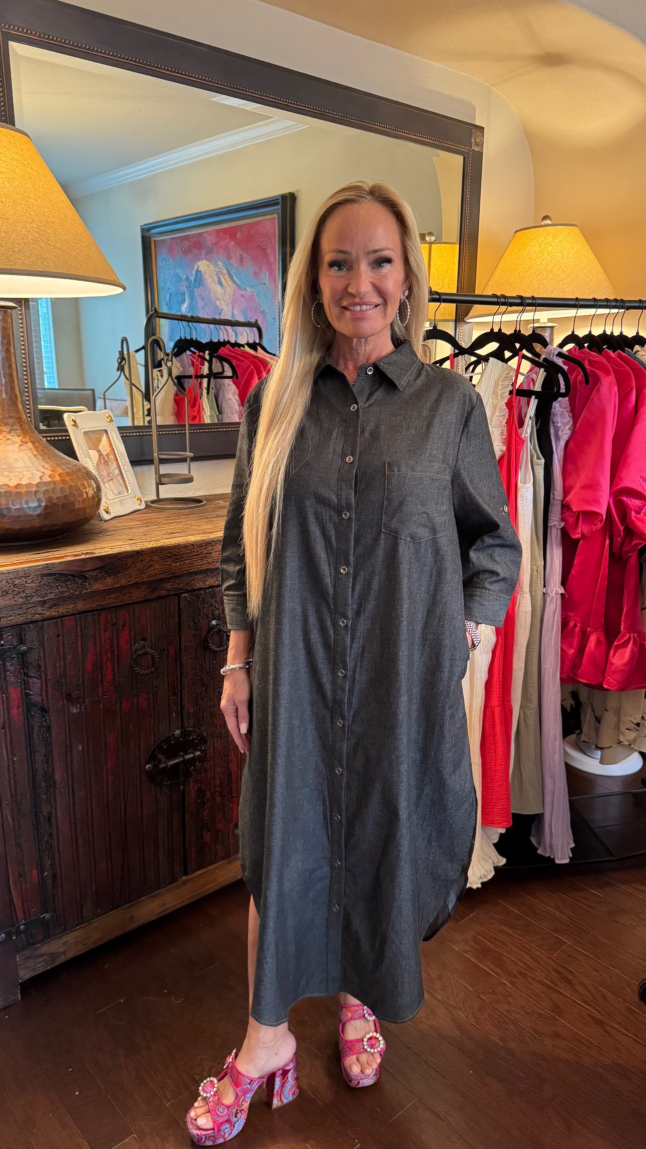 Long Black Denim Dress image 0