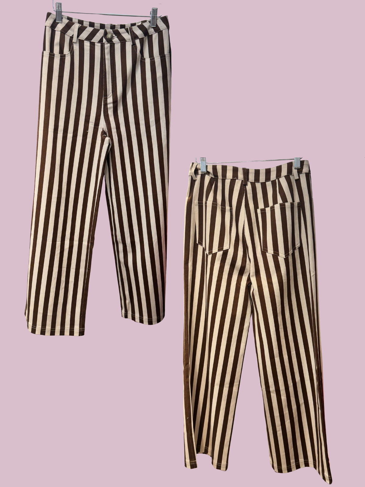 Brown Striped Wide Leg Pants