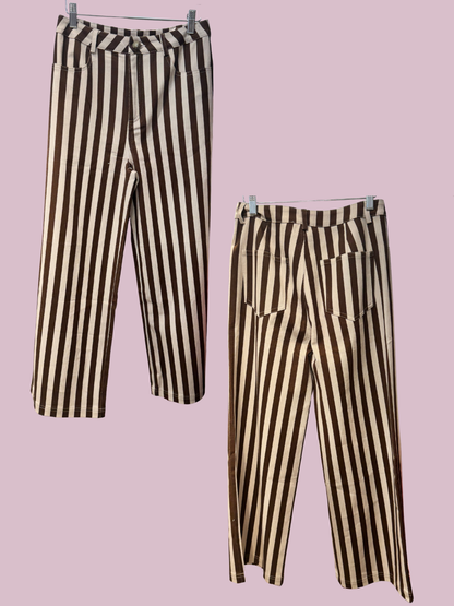 Brown Striped Wide Leg Pants