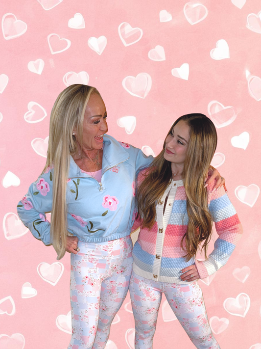 Leggings | Blue & Pink Quilt Pattern