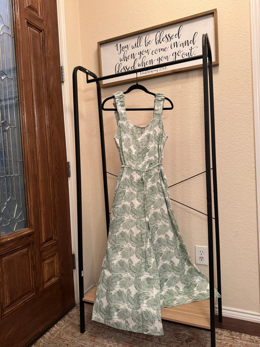 Green Leaf Print Jumpsuit image 0