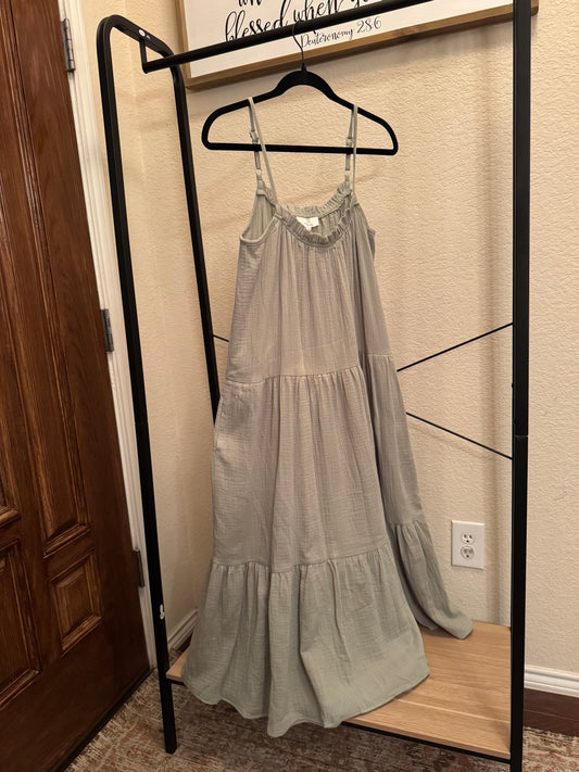 Sage Cotton Tiered Maxi Dress image 0