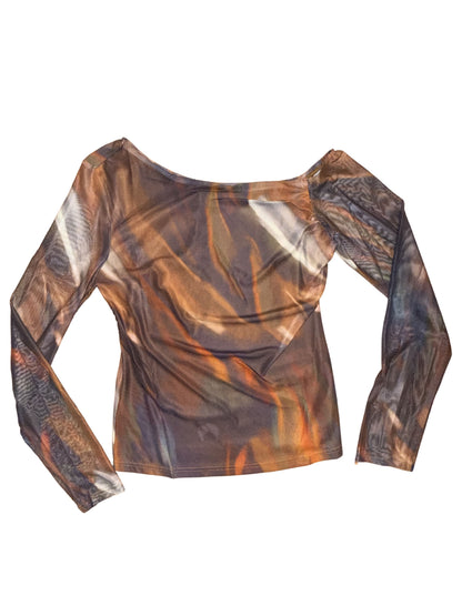 Mesh Top | Asymmetrical Marbled Brown