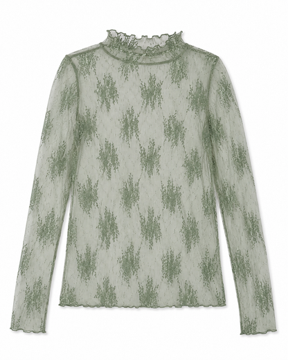 Lace Mesh Top | Sage Green