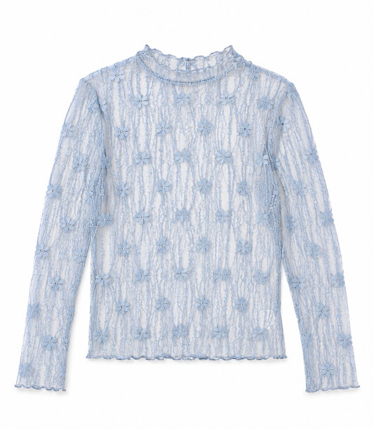 Lace Mesh Top | Blue