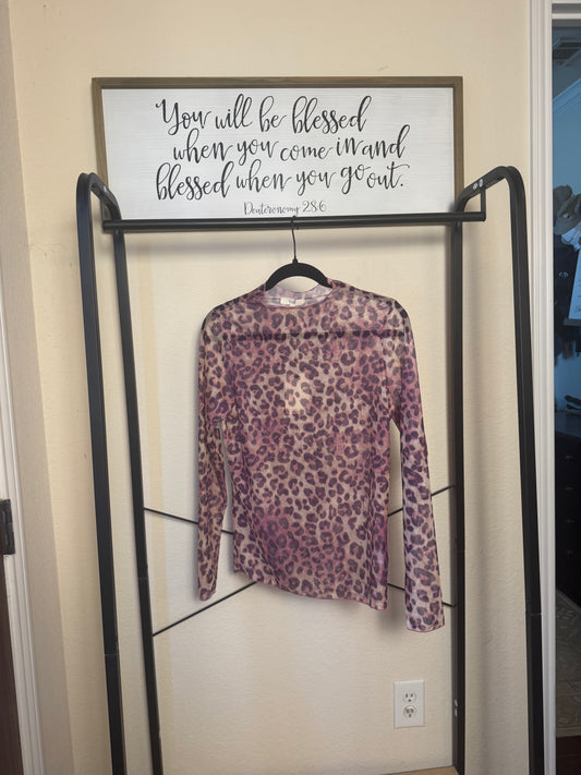 Mesh Leopard Top - Purple