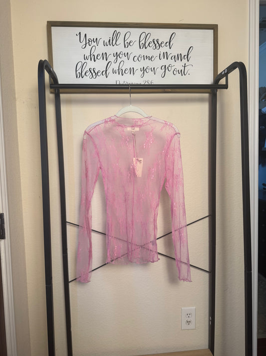 Lace Mesh Top - Pink