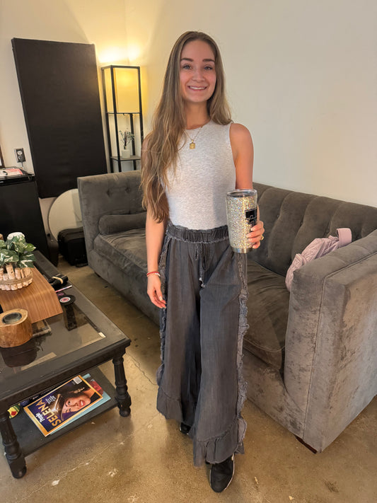 Distressed Grey Flowy Pants