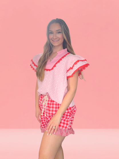 Pink Ribbon Flutter Top