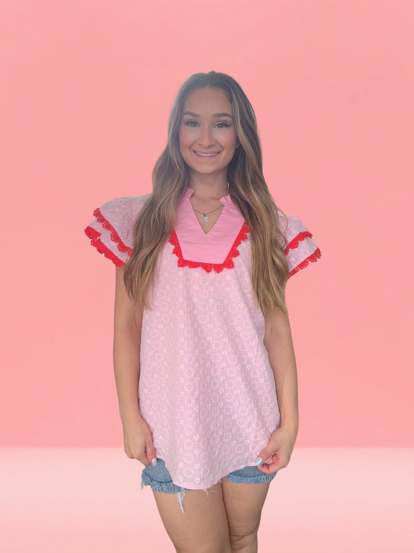Pink Ribbon Flutter Top