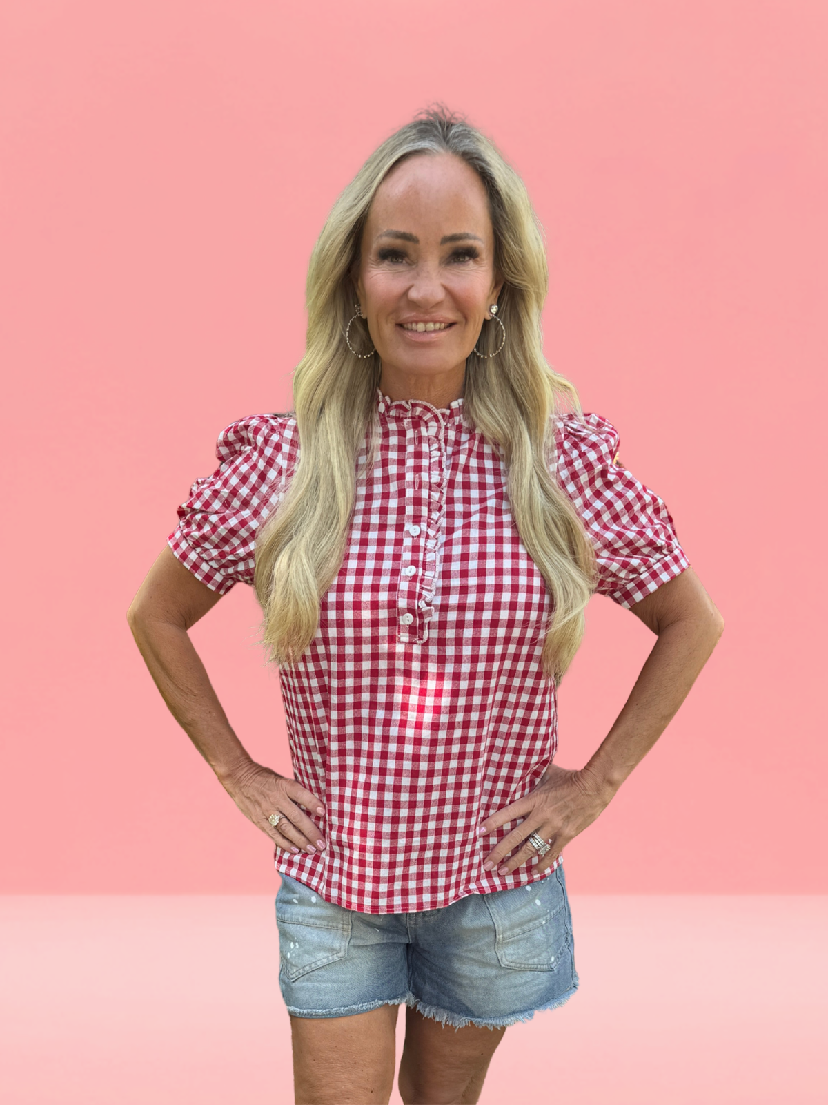 Cherry Café Gingham Top