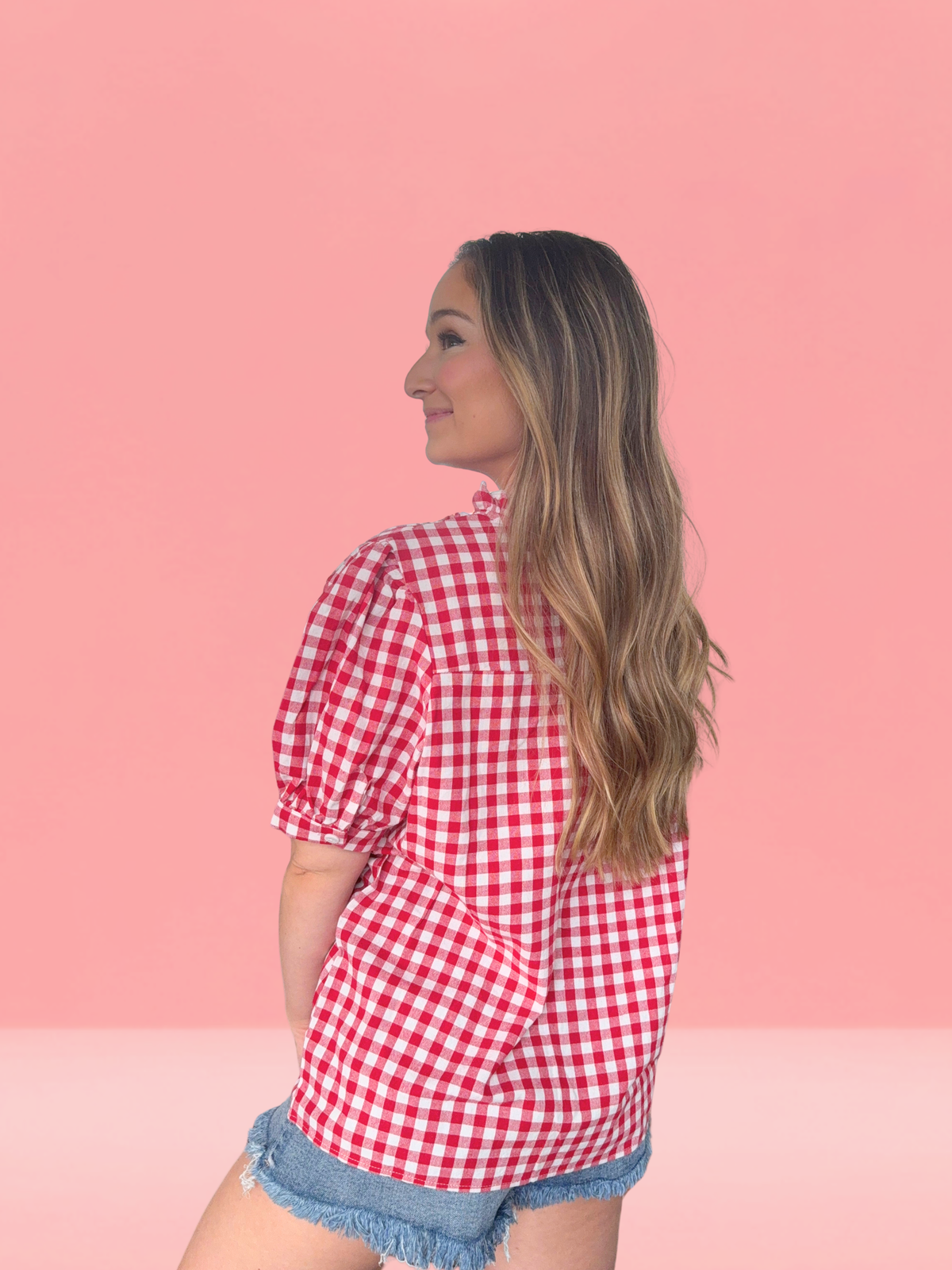 Cherry Café Gingham Top