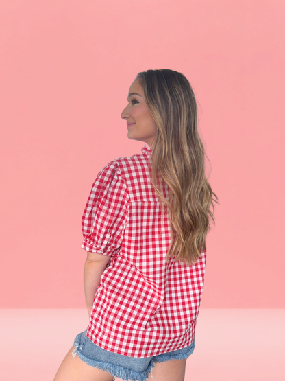 Cherry Café Gingham Top