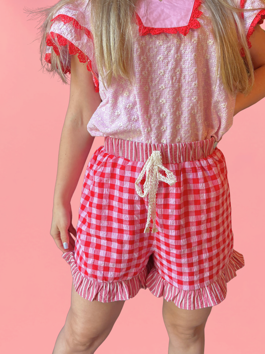 Cherry Picnic Gingham Shorts