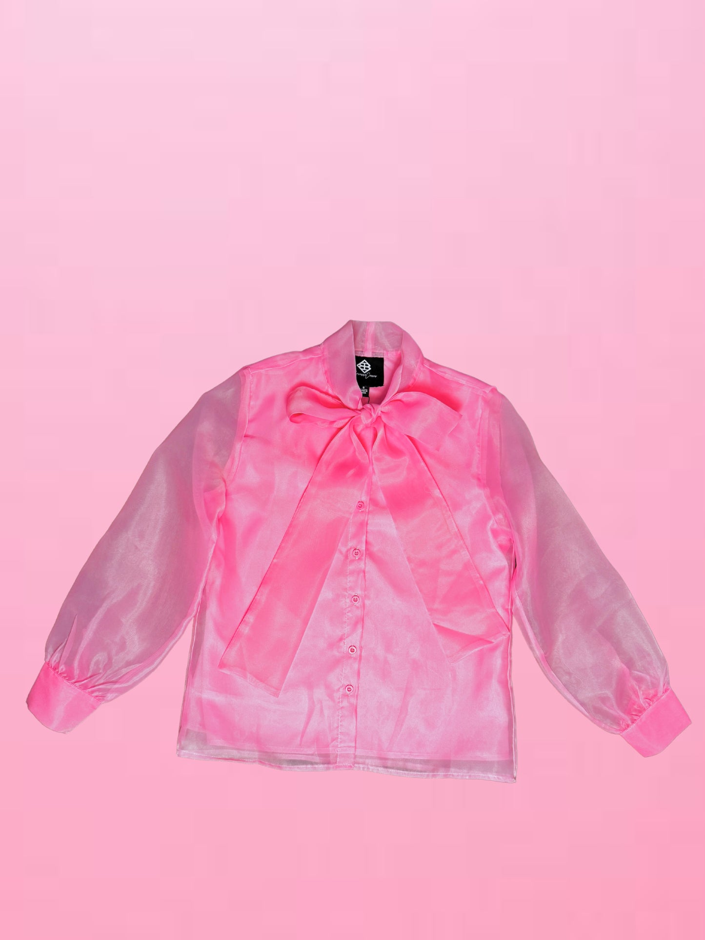 Light Pink Button Down Blouse With Bow