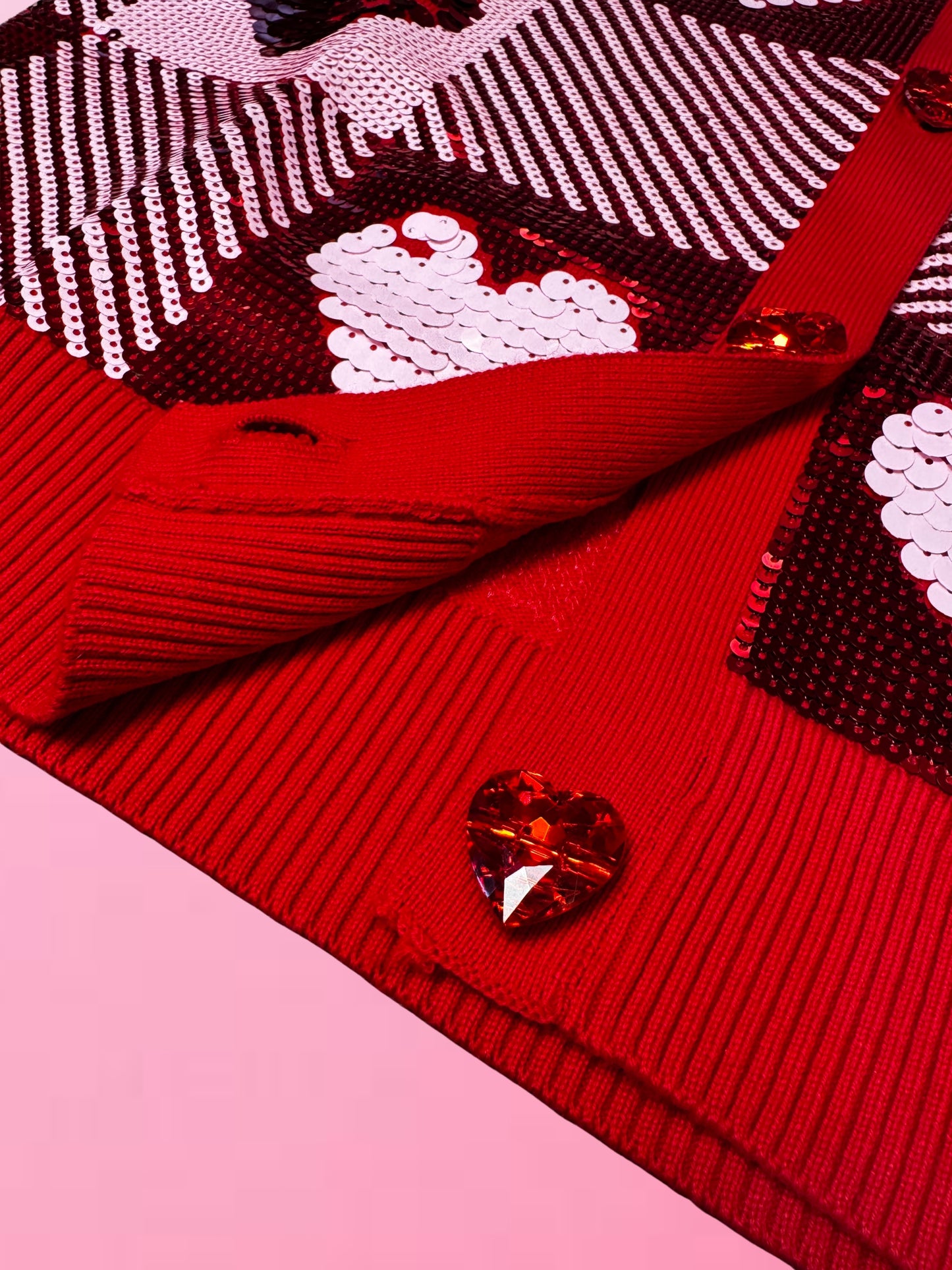 Sequin Hearts Plaid Sweater Vest