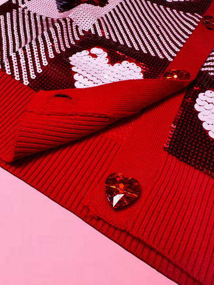 Sequin Hearts Plaid Sweater Vest