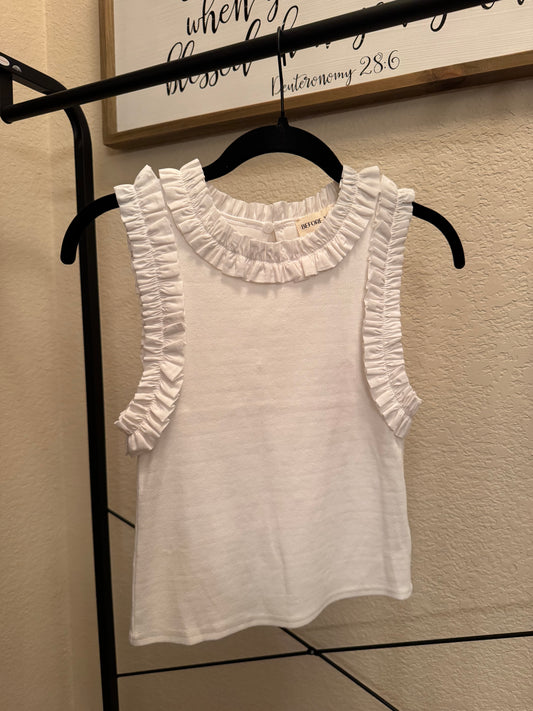 White Ruffle Tank Top image 0