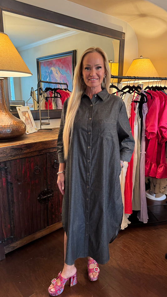 Long Black Denim Dress image 0