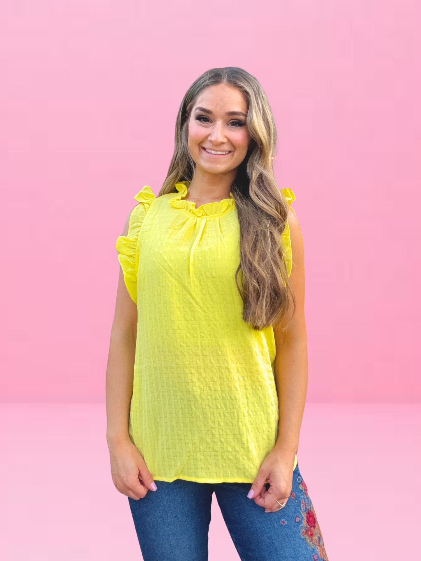 Ruffle Sleeve Top | Yellow