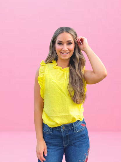 Ruffle Sleeve Top | Yellow